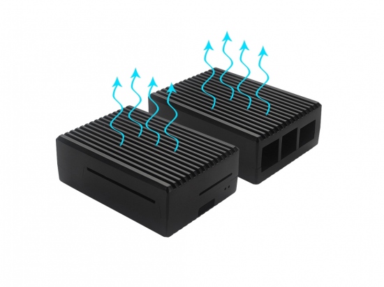 Behuizing / Case Raspberry Pi 4B Aluminium Rugged Zwart